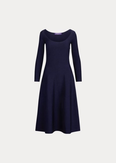 Vestidos Ralph Lauren Mujer Azul Marino - Stretch Knit Ballet-Neck - EZQCG1453